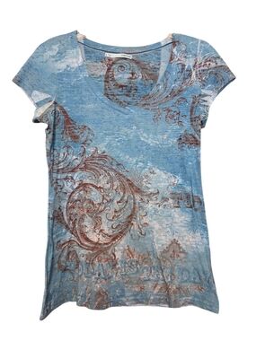 Maurices Light Blue V-Neck Short Sleeve Tee